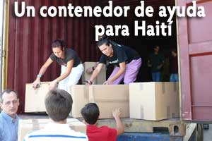 Un contenedor de ayuda para Haití